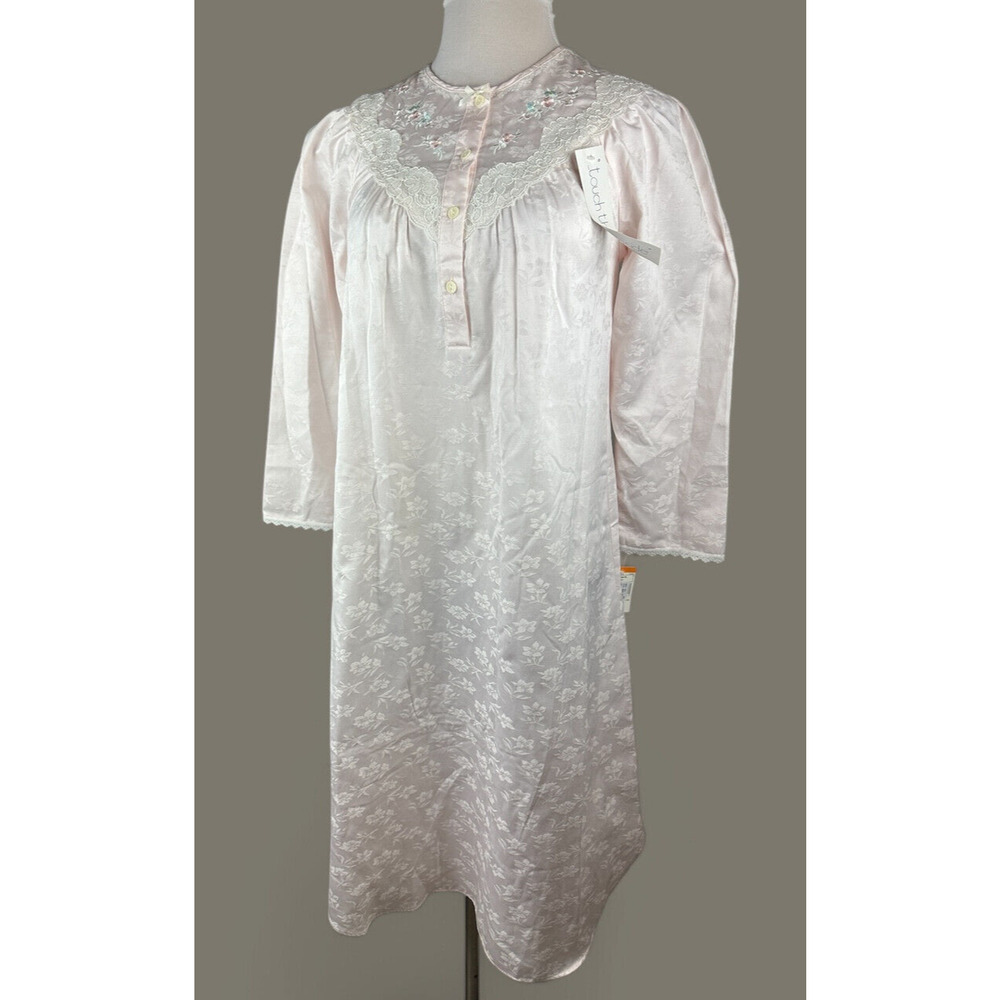 NWT Miss Elaine Floral Nightgown Country Cottage Lace Long Maxi Pink Size Small - Picture 3 of 16